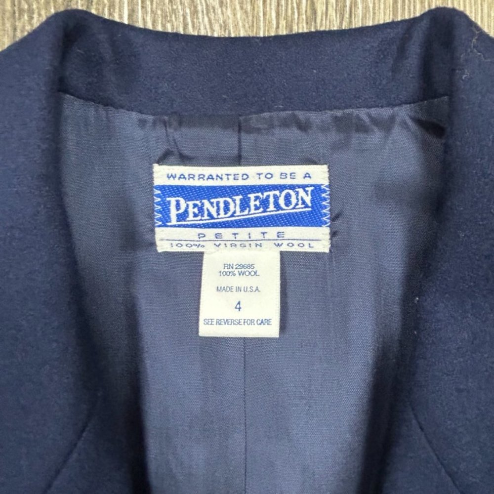 Pendleton 100% Virgin Wool Solid Navy Blue Women'… - image 3